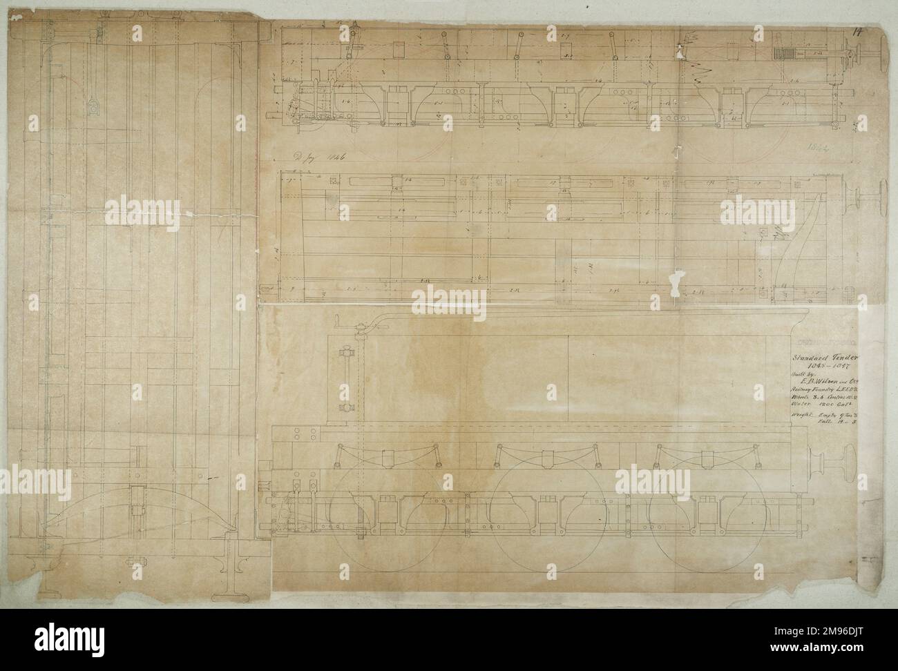 Gara standard costruita dalla e B Wilson Company, piano, quote e sezioni Foto Stock