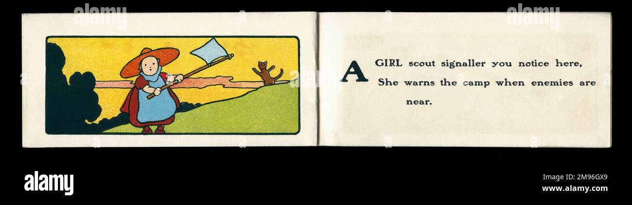 Scout del bambino -- Una ragazza che scout signaler si nota qui, lei avverte il campo quando i nemici sono vicini. Foto Stock