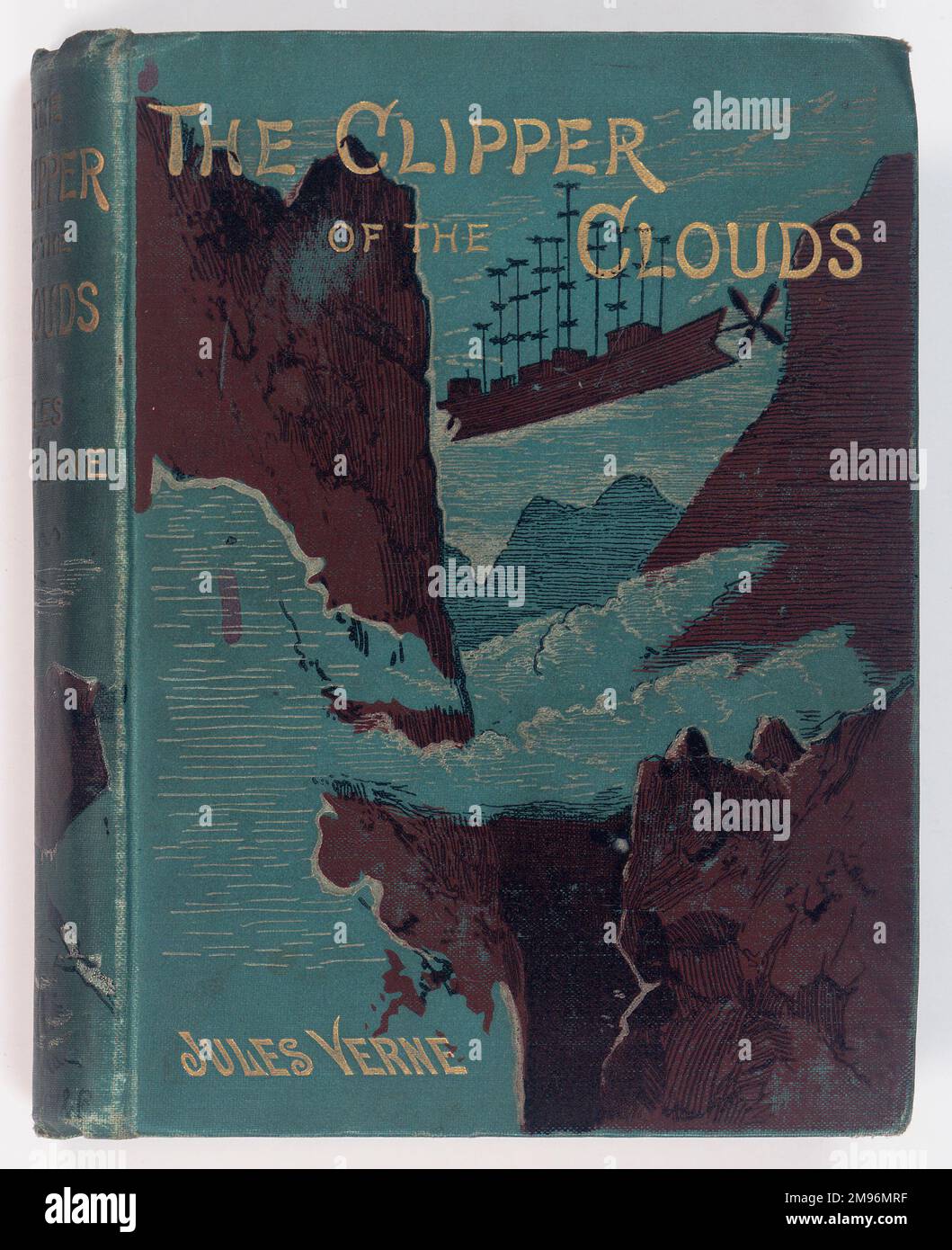 Copertina del libro, The Clipper of the Clouds, di Jules Verne, Londra: Sampson, Low, Marston, 1887. Foto Stock