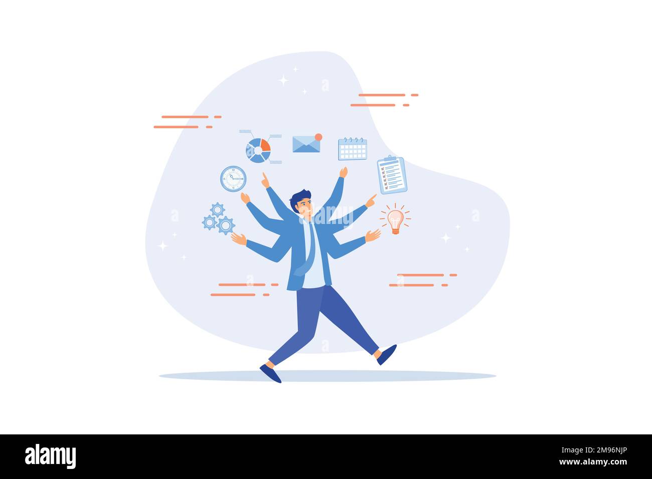 Gestione dei progetti, piano strategico per la gestione delle risorse per lo sviluppo, processo di lavoro e pianificazione, concetto di completamento delle attività, flat vector Modern illu Illustrazione Vettoriale