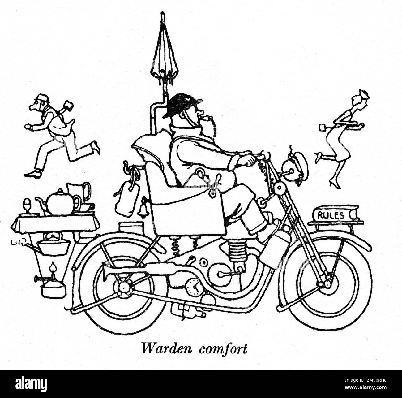 Heath Robinson - Wartime Cartoons - seconda Guerra Mondiale. Comfort e protezione. Foto Stock