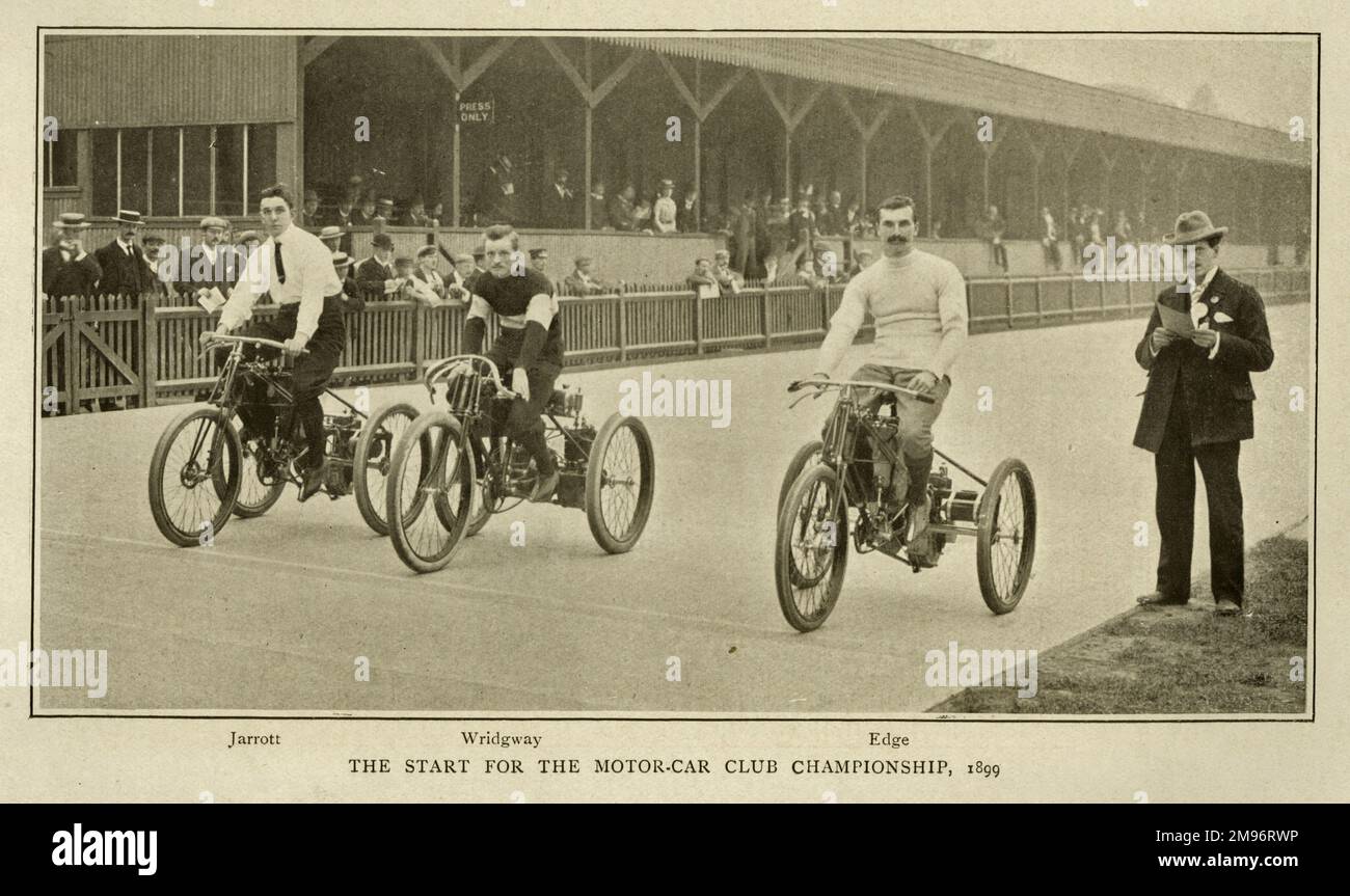 La partenza per il Campionato Motor-Car Club, 1899. Mostra Jarrot, Wridgway e Edge Foto Stock