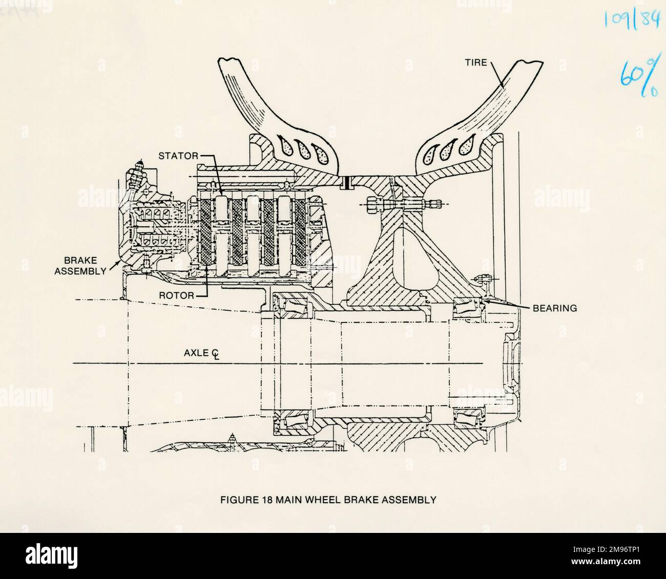 Schema del complessivo freno ruota principale dell'Orbiter dello Space Shuttle Foto Stock