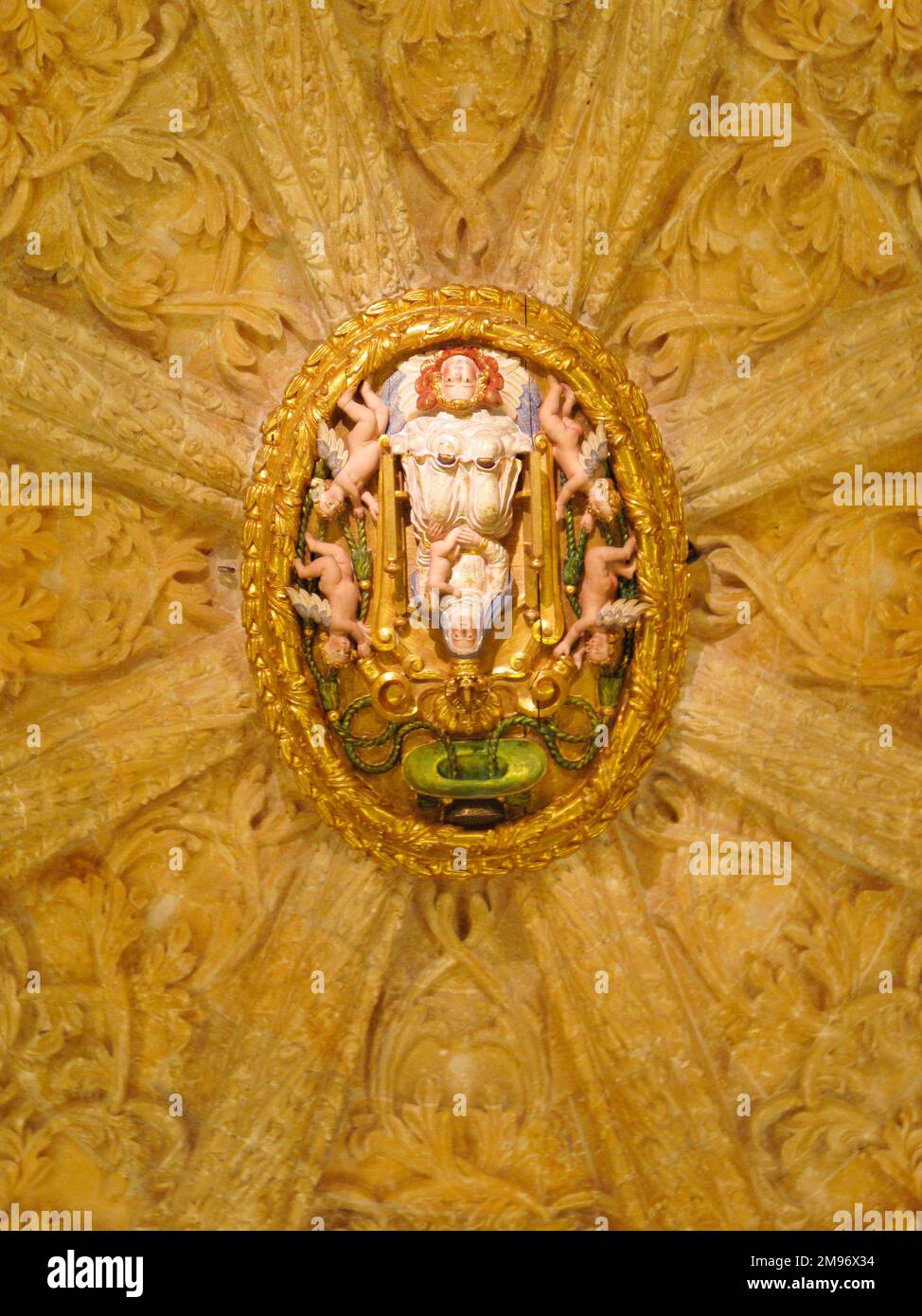 Palma, maiorca, Spagna. Cupola nella cappella della vera Croce trovato all'interno del Barocco Capital Hall nella Cattedrale SA seu. Foto Stock