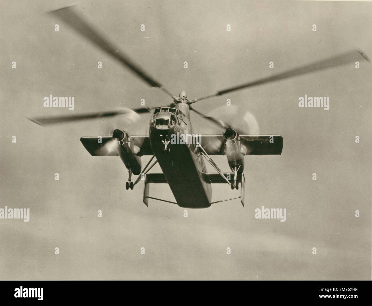 Fairey Rotodyne, XE521°, dal fronte durante un primo volo di prova. Foto Stock