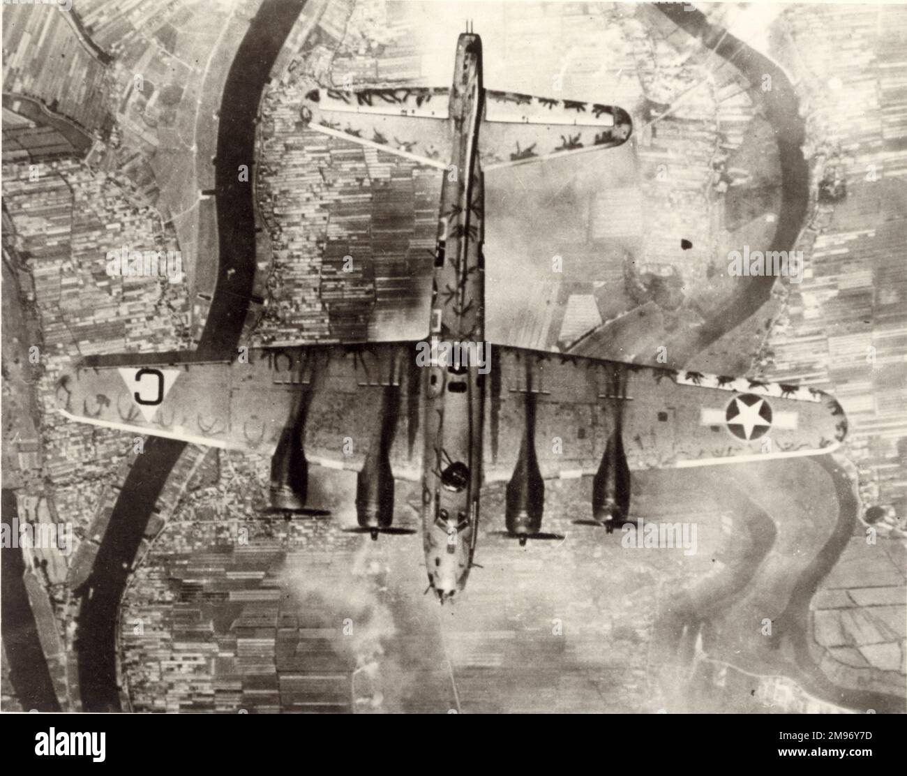 Boeing B-17 Flying Fortress dall'alto. Foto Stock