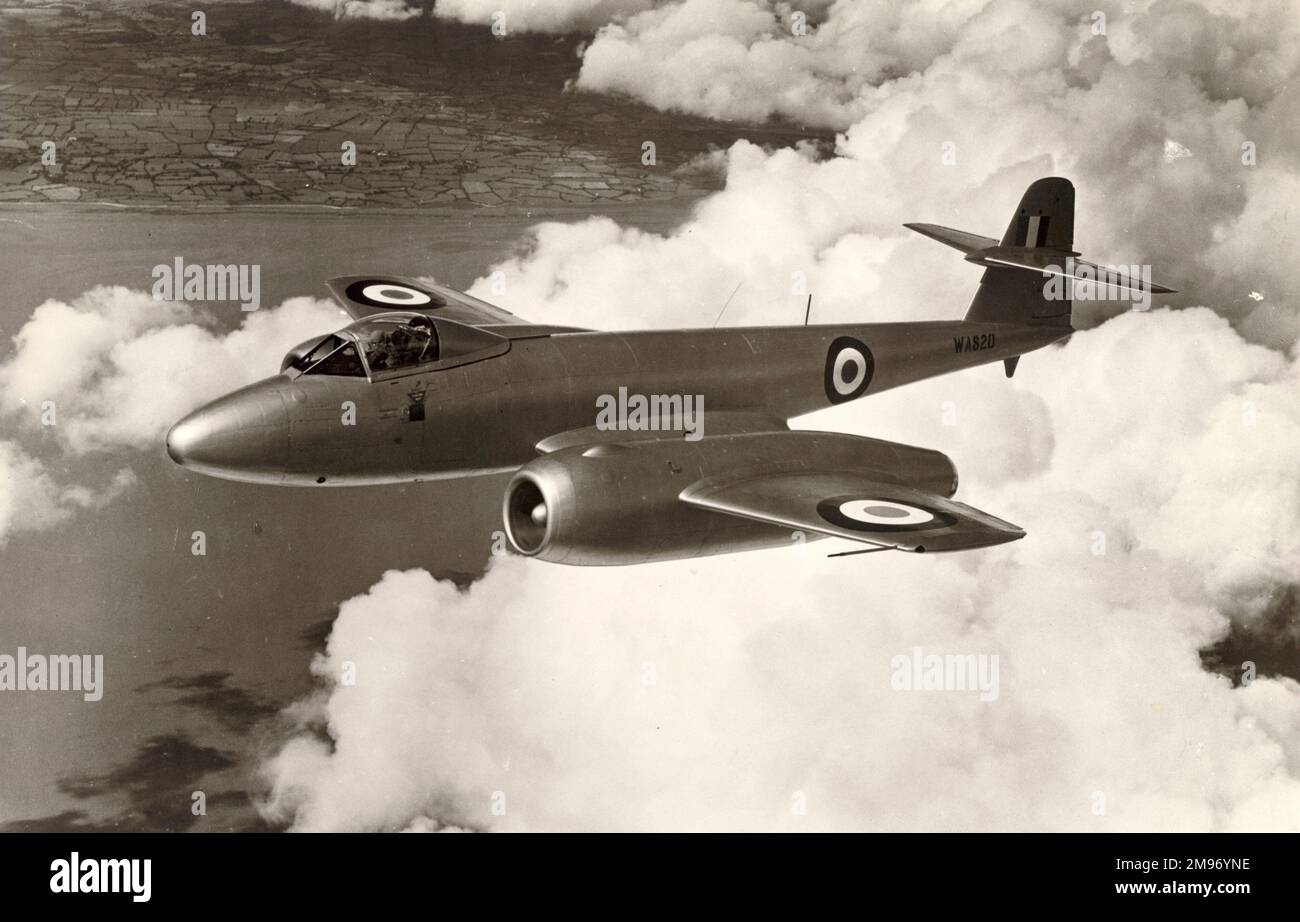 Gloster Meteor F8, WA820, è stato usato per testare due turbojet a flusso assiale Armstrong Siddeley Saphire. Foto Stock