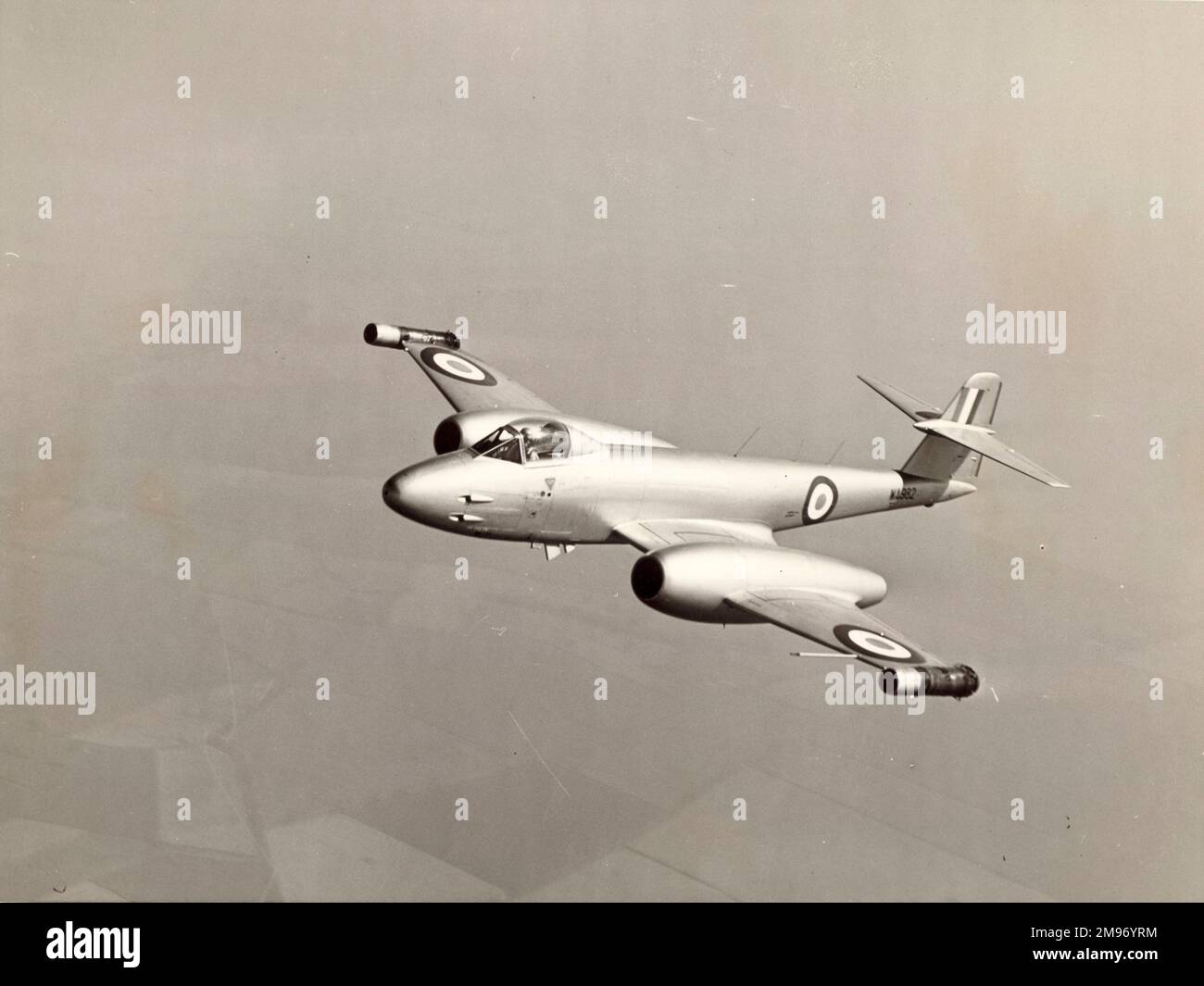 Gloster Meteor F8, WA982, aveva due turbogetti Rolls-Royce Soar montati sulle punte delle ali. Foto Stock