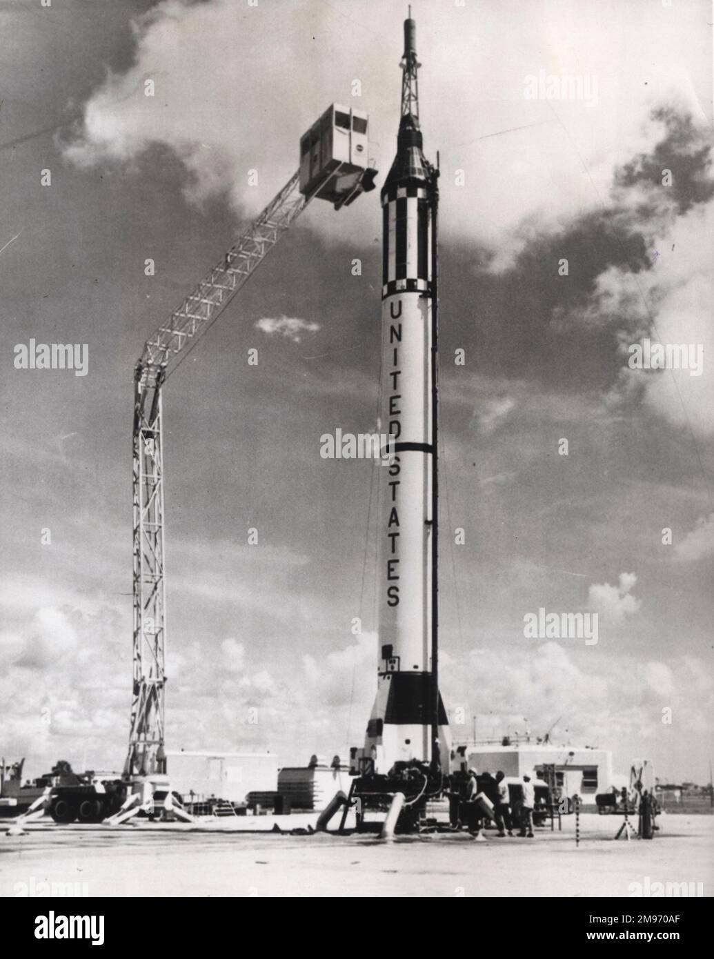 Il razzo Mercury-Redstone che trasportava Virgil Grissom sul secondo volo spaziale sub-orbitale degli Stati Uniti. La capsula di Mercurio fu chiamata Liberty Bell 7. Foto Stock