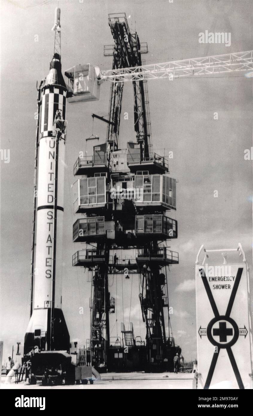 Il razzo Mercury-Redstone che trasportava Virgil Grissom sul secondo volo spaziale sub-orbitale degli Stati Uniti. La capsula di Mercurio fu chiamata Liberty Bell 7. Foto Stock