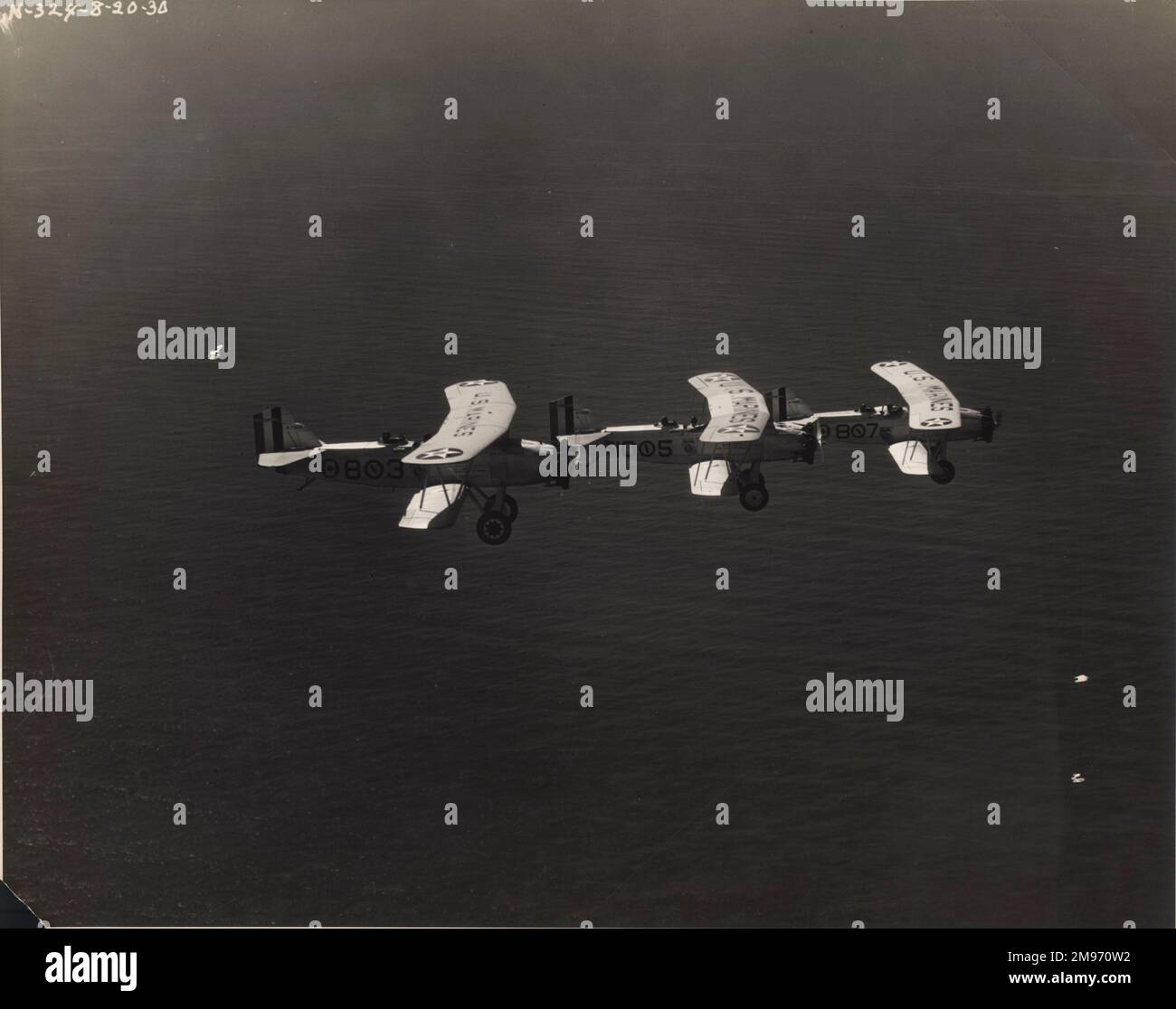 Tre falchi Curtiss OC-2 del corpo marino degli Stati Uniti. Foto Stock