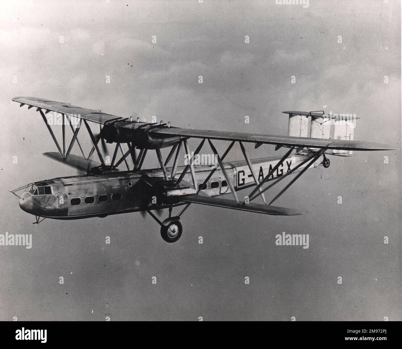 Handley Page HP42E, G-AAGX, Hannibal, durante un volo di prova precoce. Foto Stock