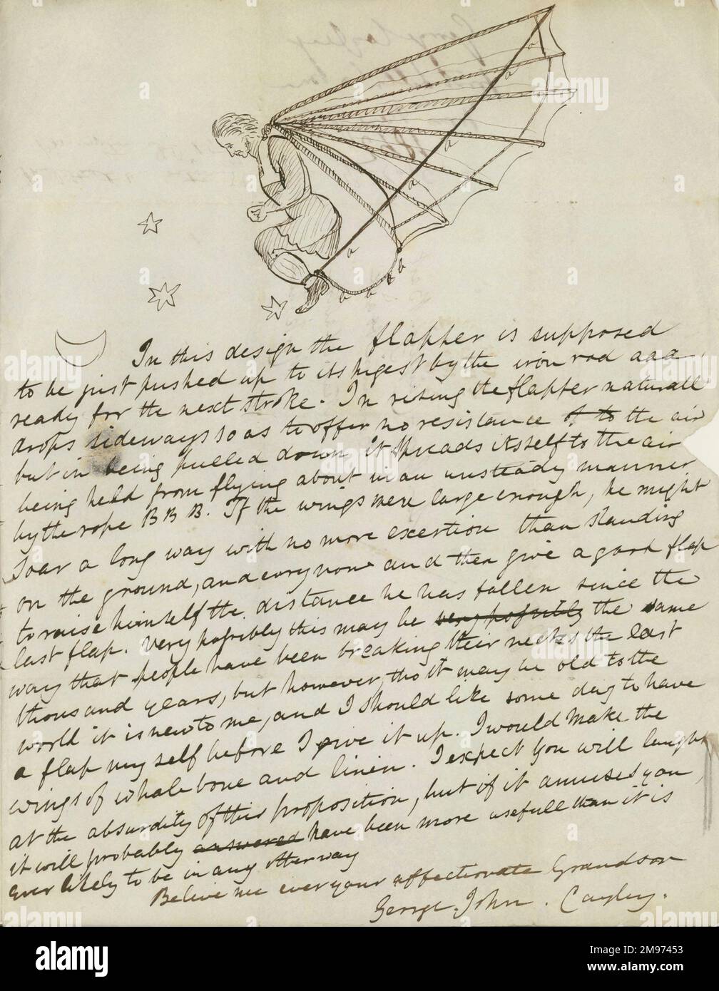 Pagina di lettera di George John Cayley a suo nonno, Sir George Cayley, 24 novembre 1842. Foto Stock