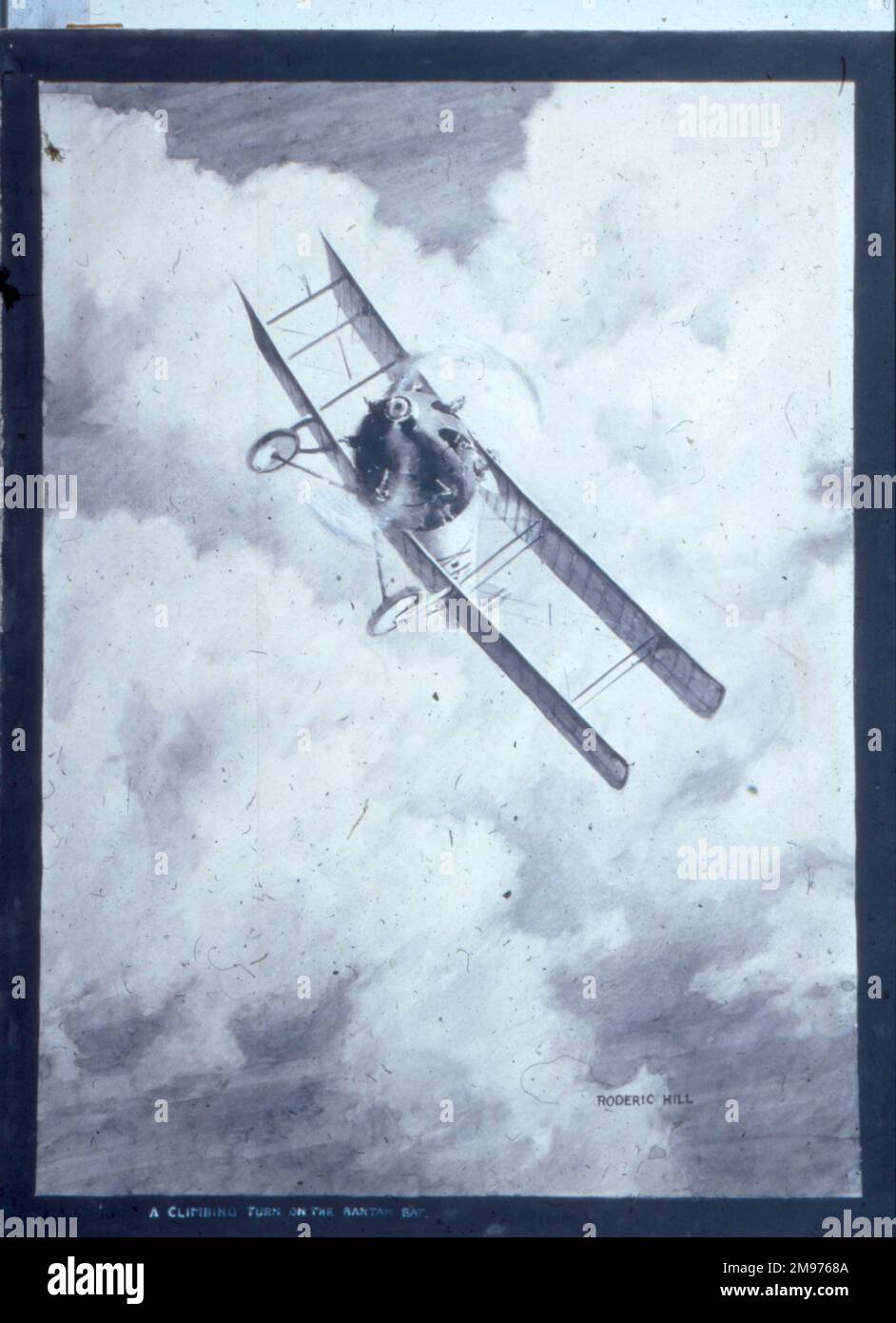 Una svolta in salita sul Bat Bantam. Disegno originale a matita fine (27cm x 36cm) riprodotto nel volo 7 aprile 1921. Disegno di Roderic Hill. Foto Stock