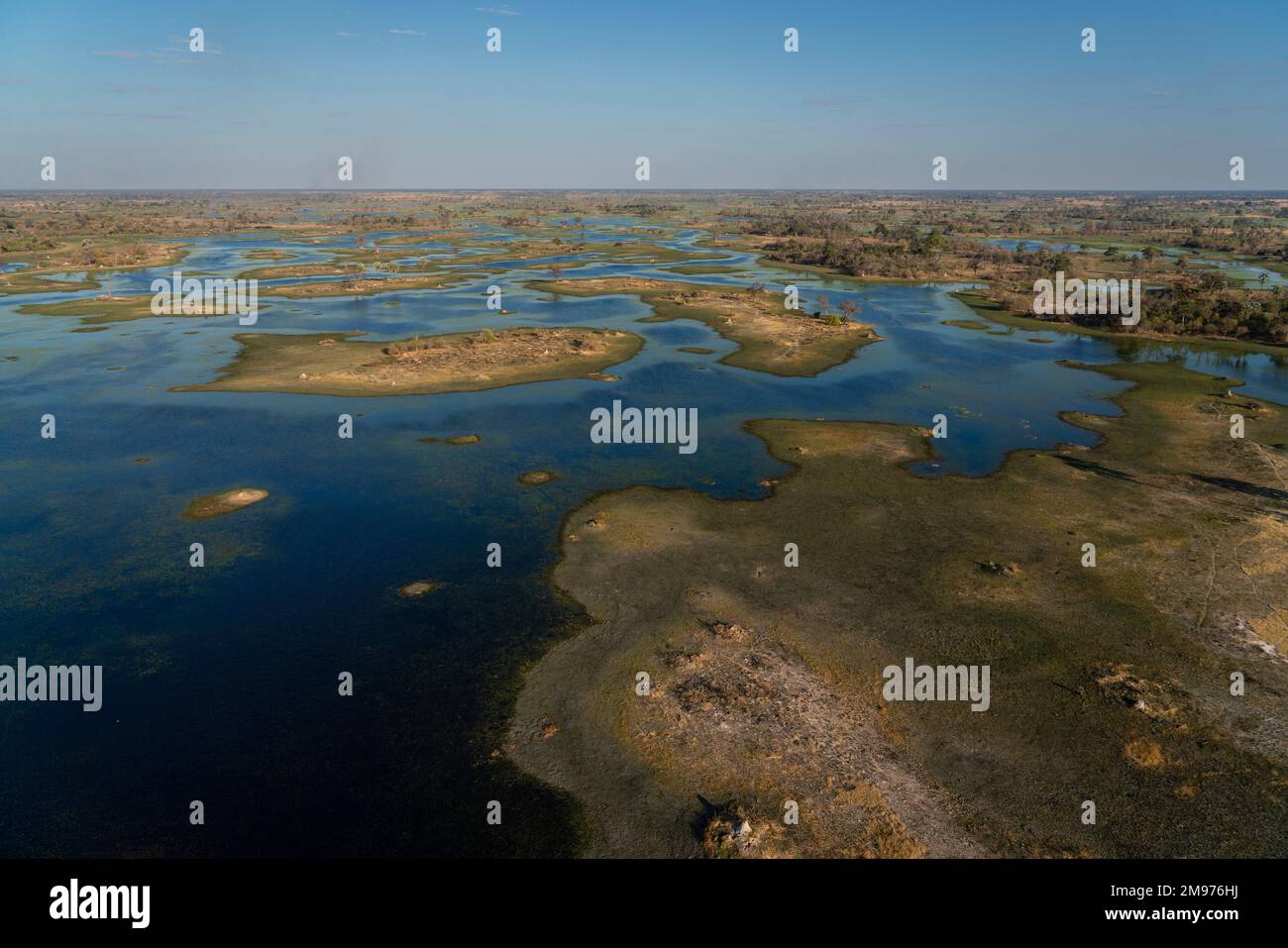 Vista aerea del delta dell'Okavango, Botswana. Foto Stock