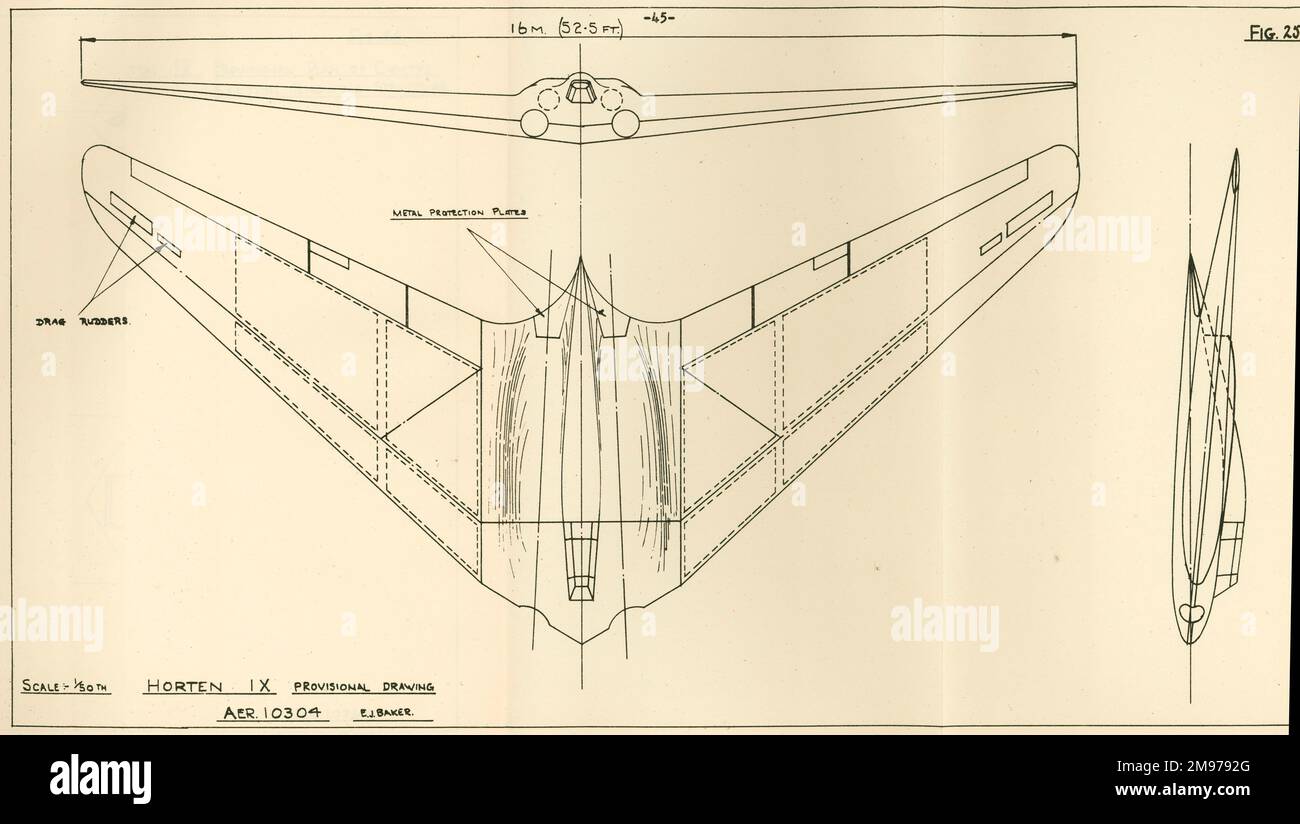Figura 25 del Tailless Aircraft Horten, punto No25, fascicolo n. XXIII-6, sottocomitato Combined Intelligence Objectives, maggio 1945. Foto Stock