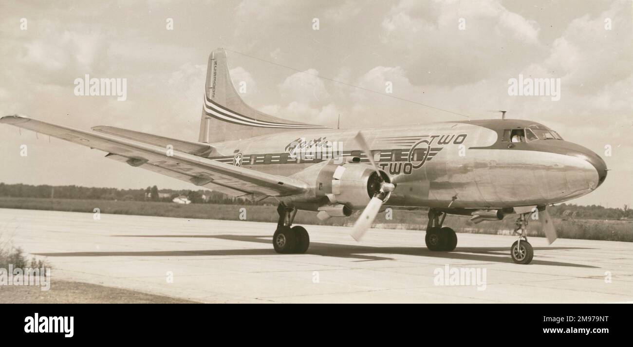 Martin 2-0-2, NC 93002. Il 2-0-2 è stato il primo aereo di linea a doppio motore del dopoguerra a ricevere la certificazione Civil Aeronautics Administration, una licenza NC il 13 agosto 1947. Foto Stock