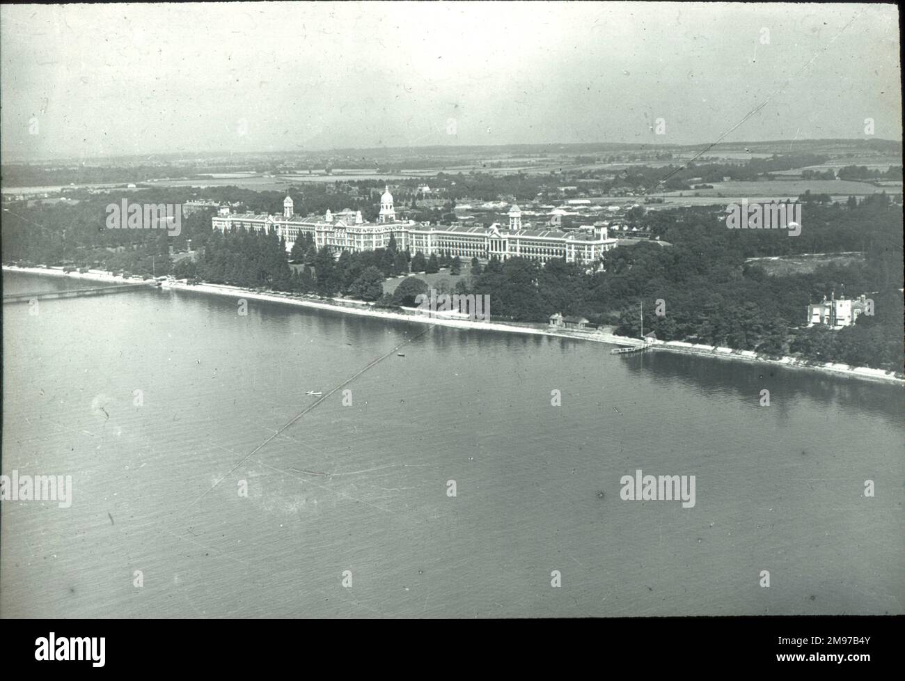 E.. Vista aerea di Simmonds sul Royal Victoria Military Hospital o sul Netley Hospital, vicino a Southampton. Fu in gran parte demolito nel 1966. Foto Stock