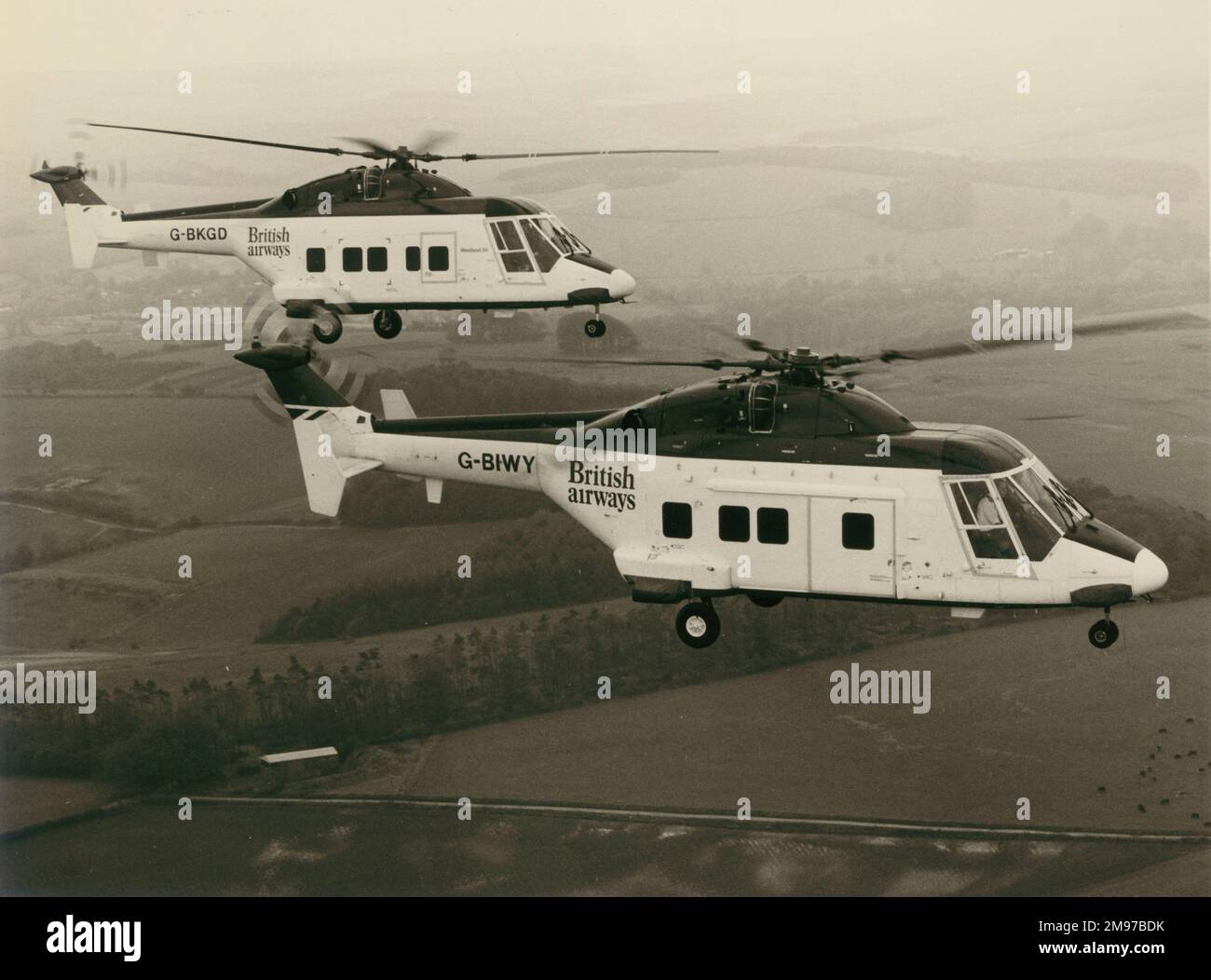 I primi due Westland 30s, G-BIWY e G-BKGG, per British Airways. Foto Stock