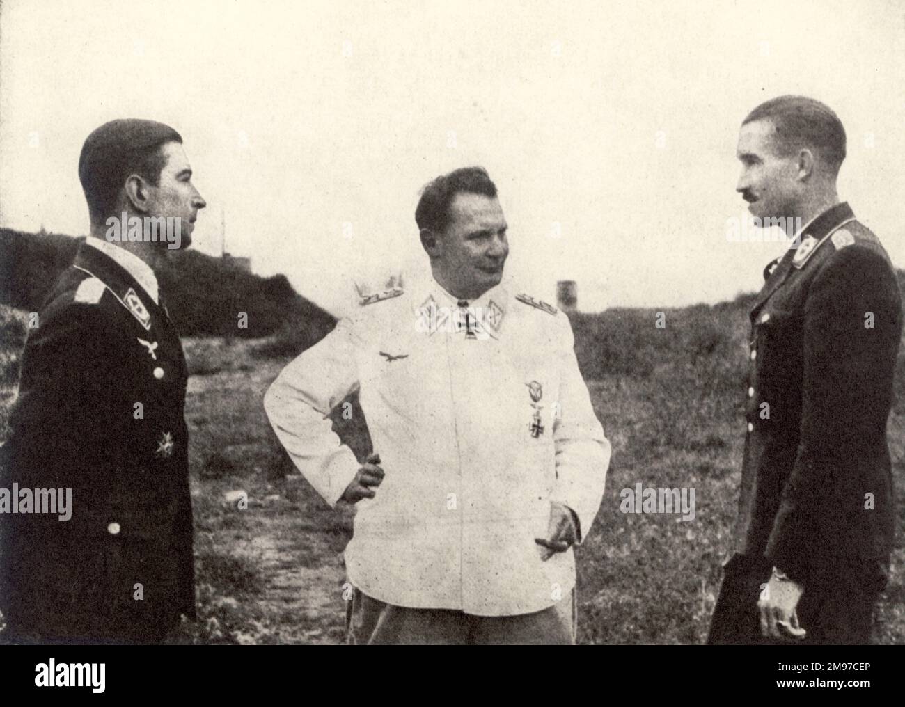 Da sinistra: Werner Mölders, Hermann Göring e Adolf Galland. Foto Stock
