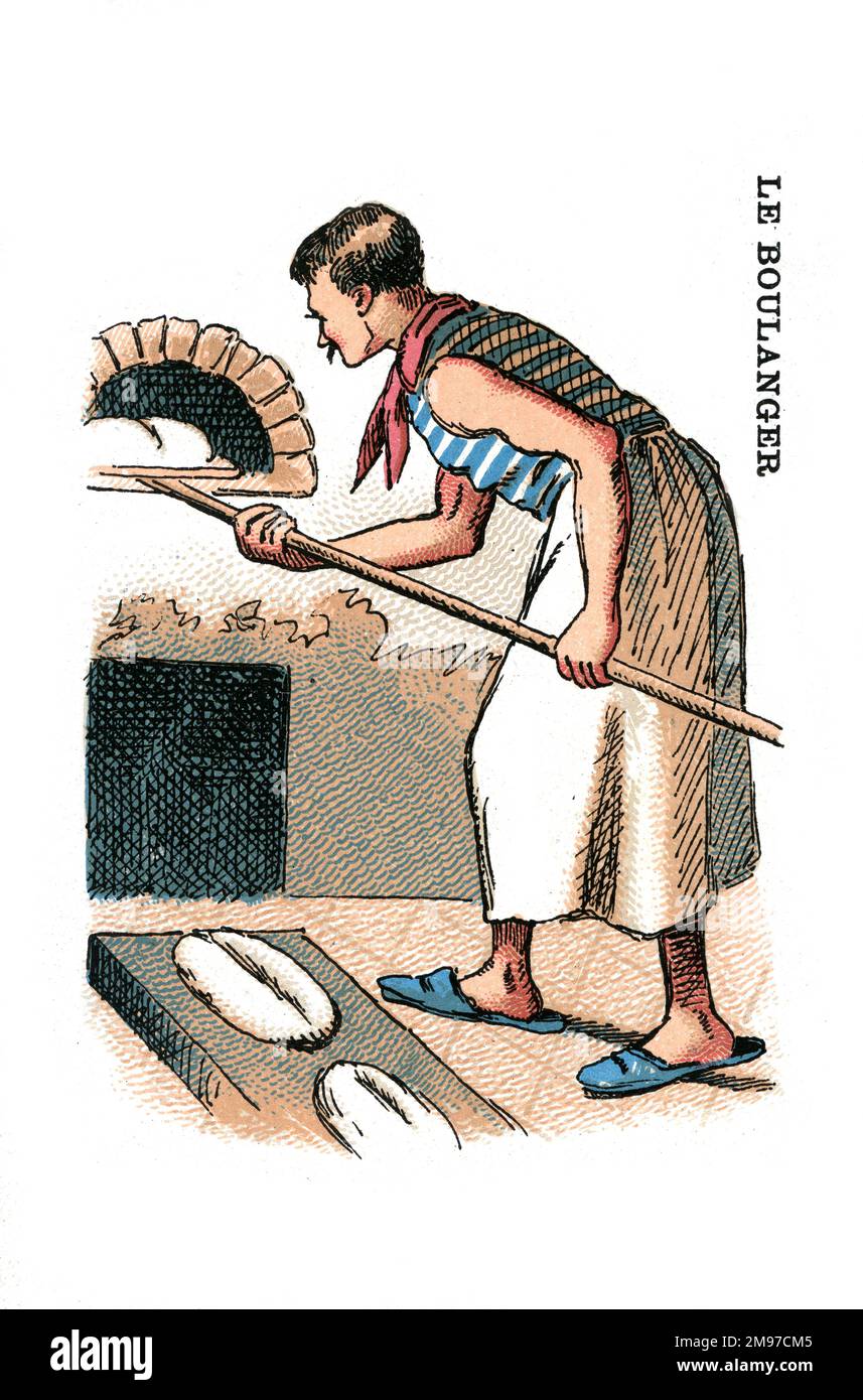 Gioco di carte francese - Sì o No - serie occupazioni. Illustrazione di un panettiere. Foto Stock