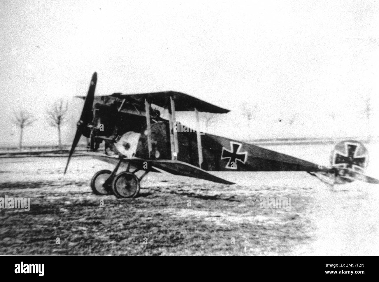 Biplano tedesco Fokker D II alle prove di Adlerhof. È entrato in funzione all'inizio della primavera del 1916, ma si è scoperto che mancava di agilità. Foto Stock