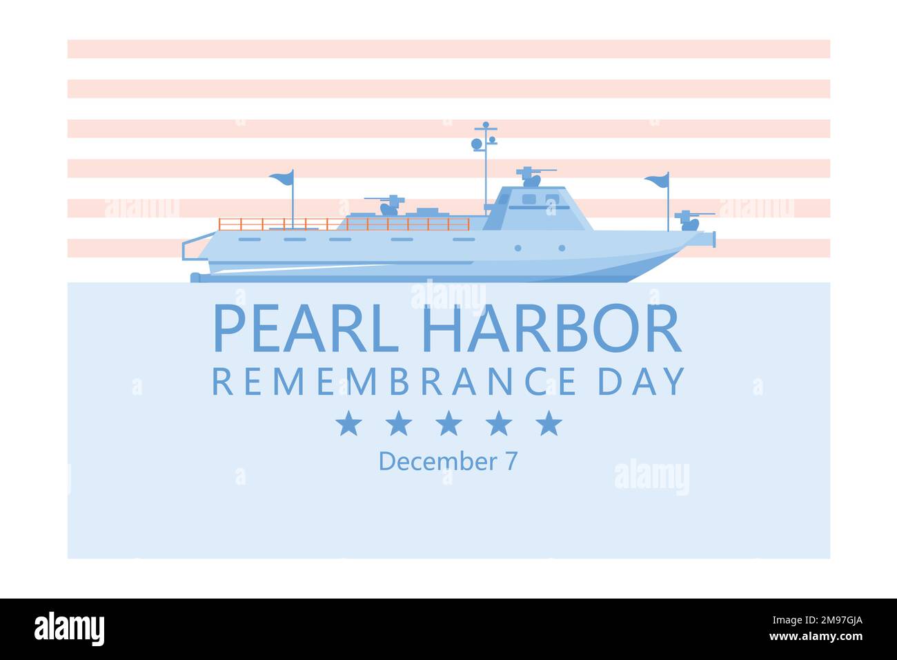 Giornata commemorativa di National Pearl Harbor. Dicembre 7. Concetto di vacanza. Modello per sfondo, banner, cartellone, poster con iscrizione testo, vettore piatto m Illustrazione Vettoriale