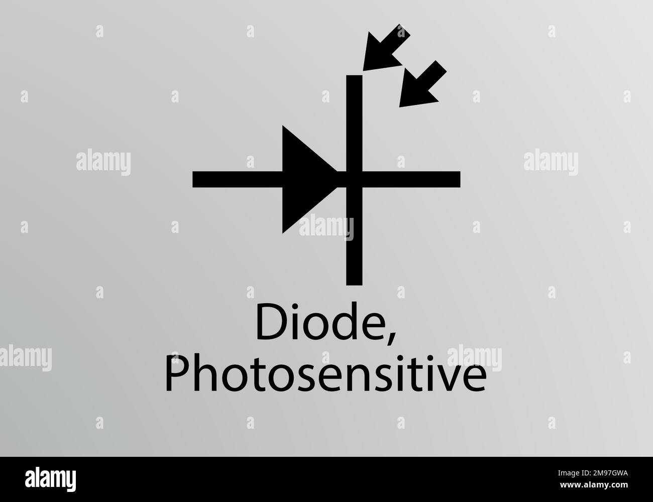 Simbolo tecnico fotosensibile a diodi, simbolo vettoriale. Simboli tecnici. Illustrazione Vettoriale