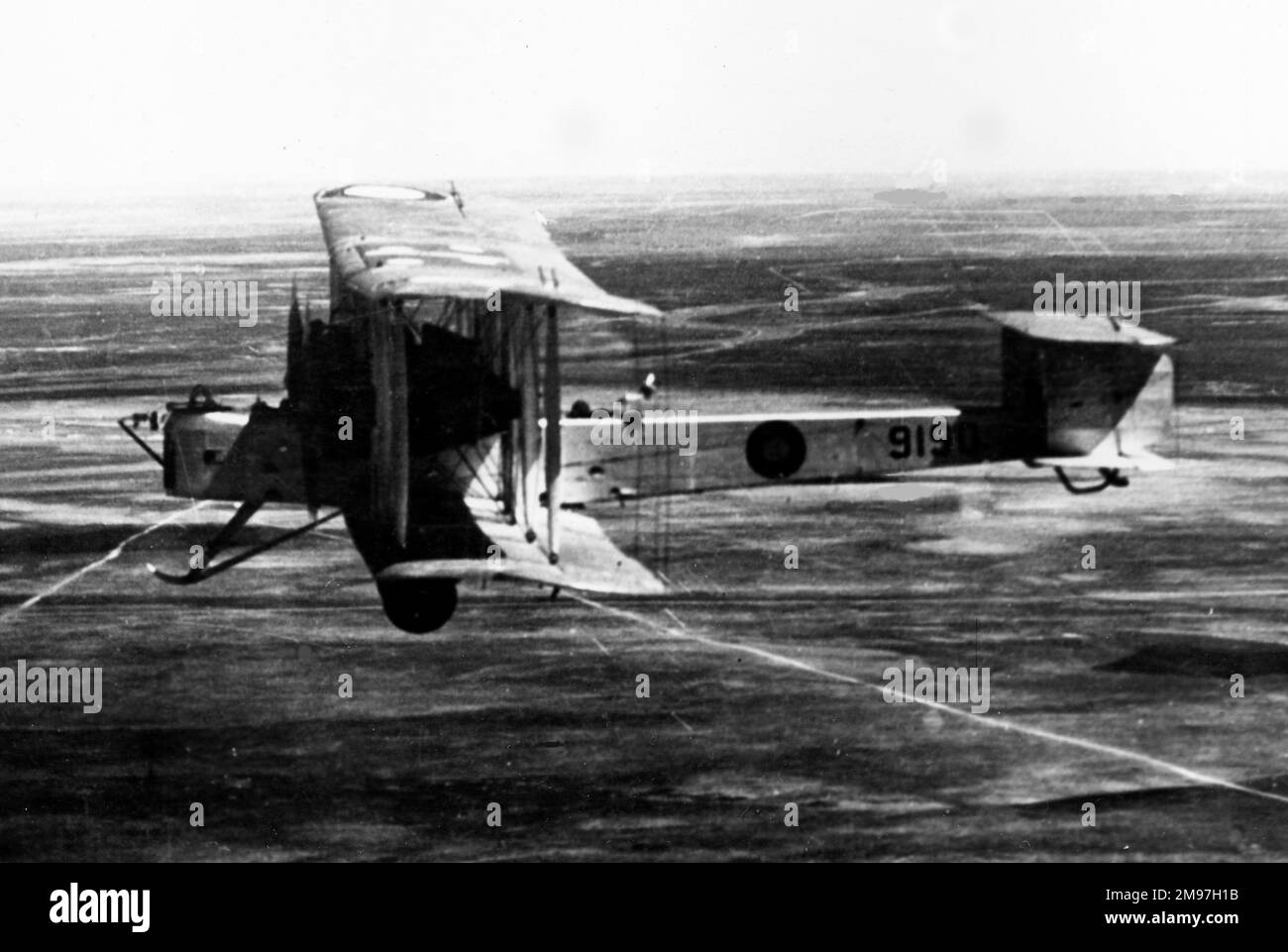 Vickers 27 Vimy Mk II, (vista laterale), volo. Foto Stock