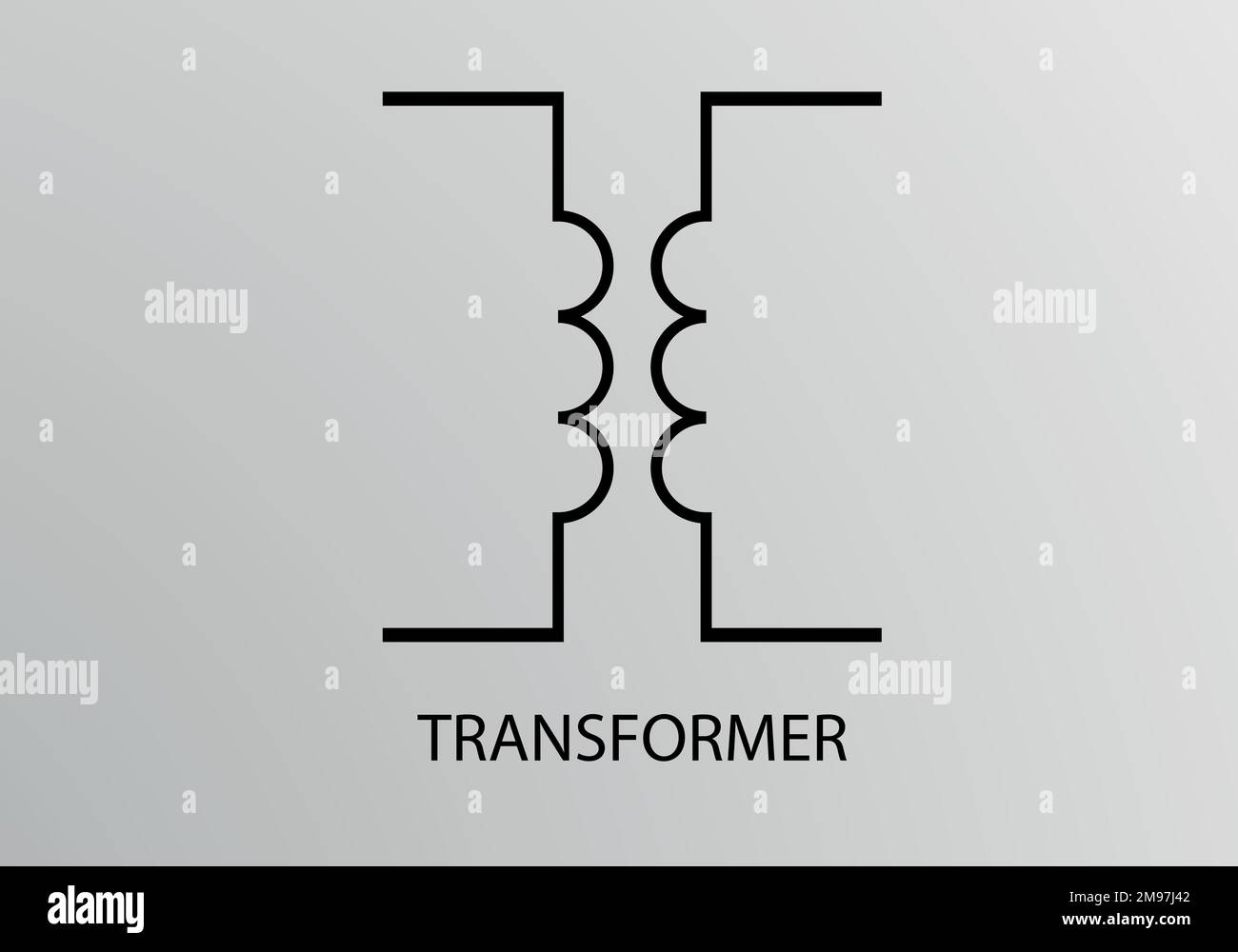 Simbolo del trasfomero, disegno del simbolo del vettore. Simboli tecnici. Illustrazione Vettoriale