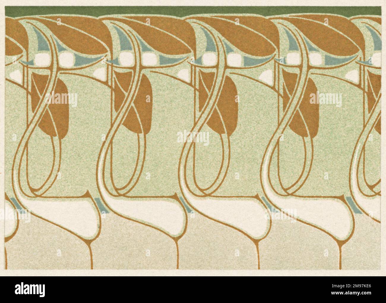 Design art nouveau con foglie marroni. Foto Stock