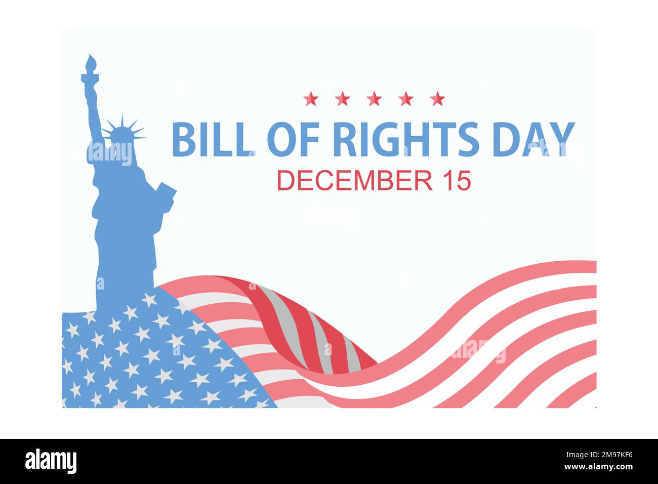 Bill of Rights Day negli Stati Uniti, commemorazione della ratifica dei primi 10 emendamenti alla Costituzione degli Stati Uniti. Dicembre 15, piatto Vect Illustrazione Vettoriale