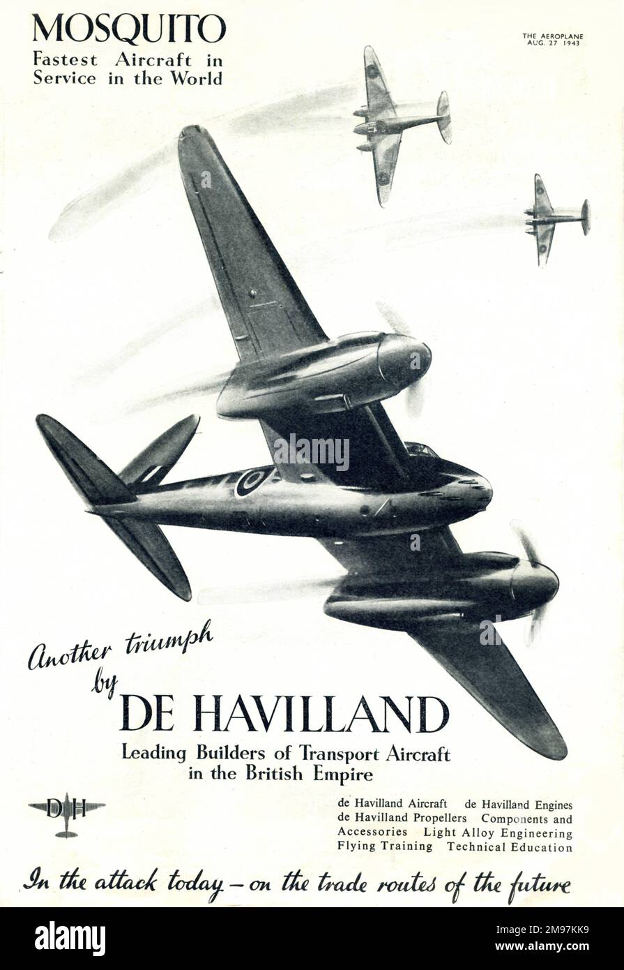 Annuncio per l'aereo da caccia De Havilland Mosquito - 1943. Foto Stock