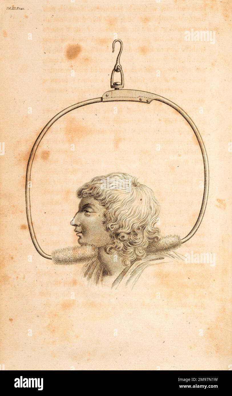 Arco in acciaio - parte aggiuntiva per "macchina spinale". Incisione da Erasmus Darwin, Zoonomia; o, le leggi della vita biologica. Vol III Foto Stock