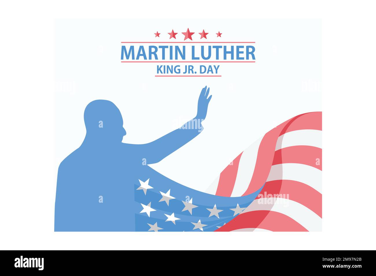 Martin Luther King Jr Day background Design, disegno vettoriale piatto moderno Illustrazione Vettoriale