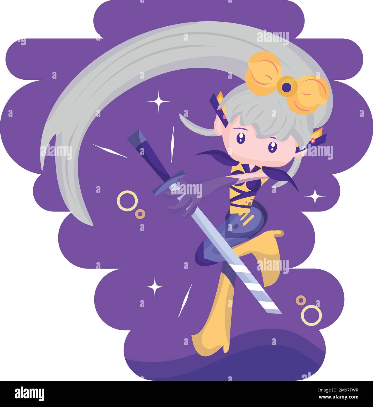 Isolato carino donna supereroe cartone animato Vector Illustrazione Vettoriale