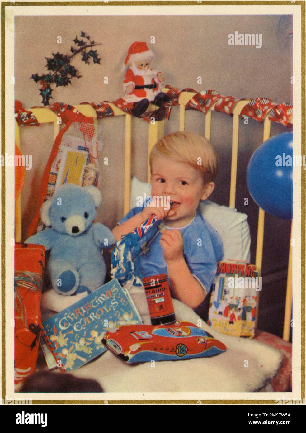 1950s Vintage Christmas Card. Foto Stock