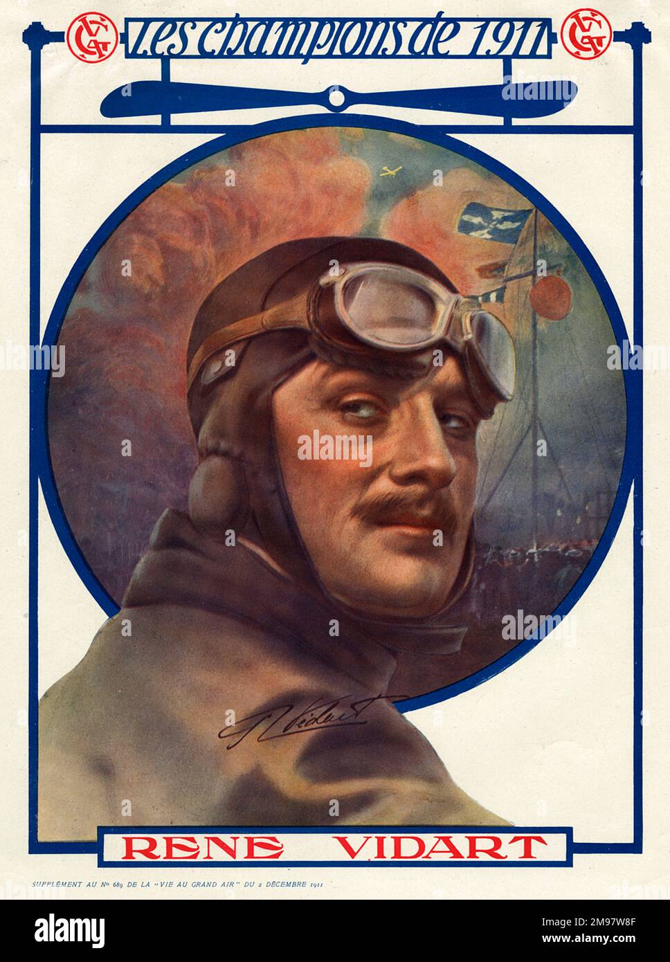 René Vidart (1890-1928), primo aviatore e pioniere francese che in seguito servì come pilota nel WW1. Foto Stock
