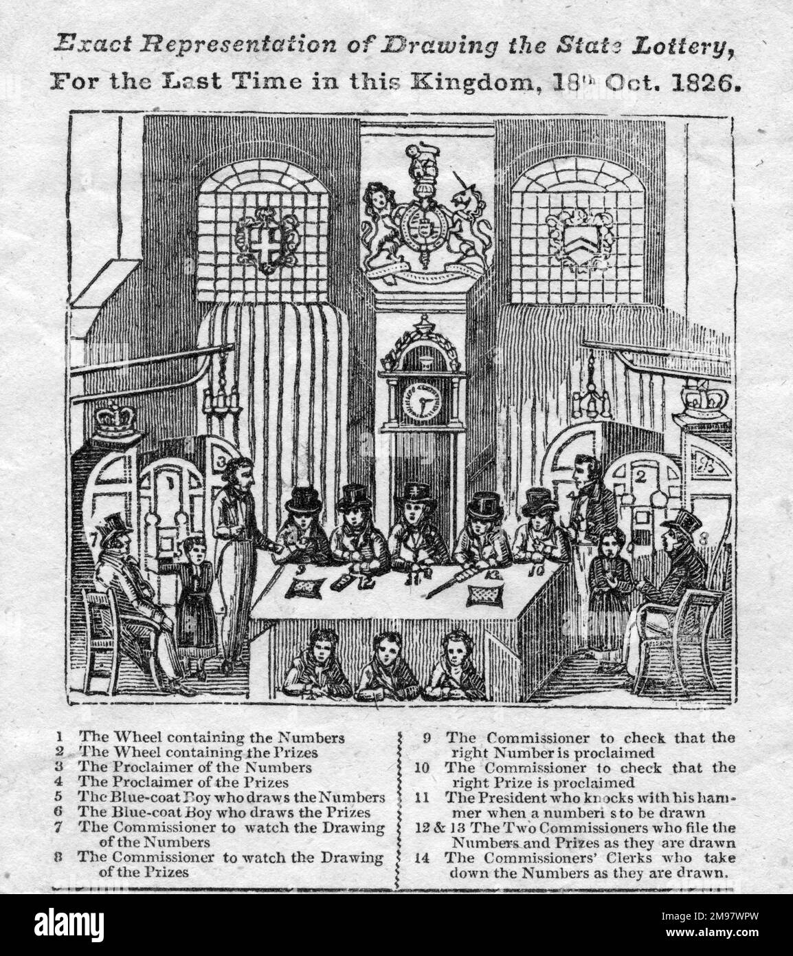 Disegno della Lotteria di Stato per l'ultima volta, 18 ottobre 1826. Foto Stock