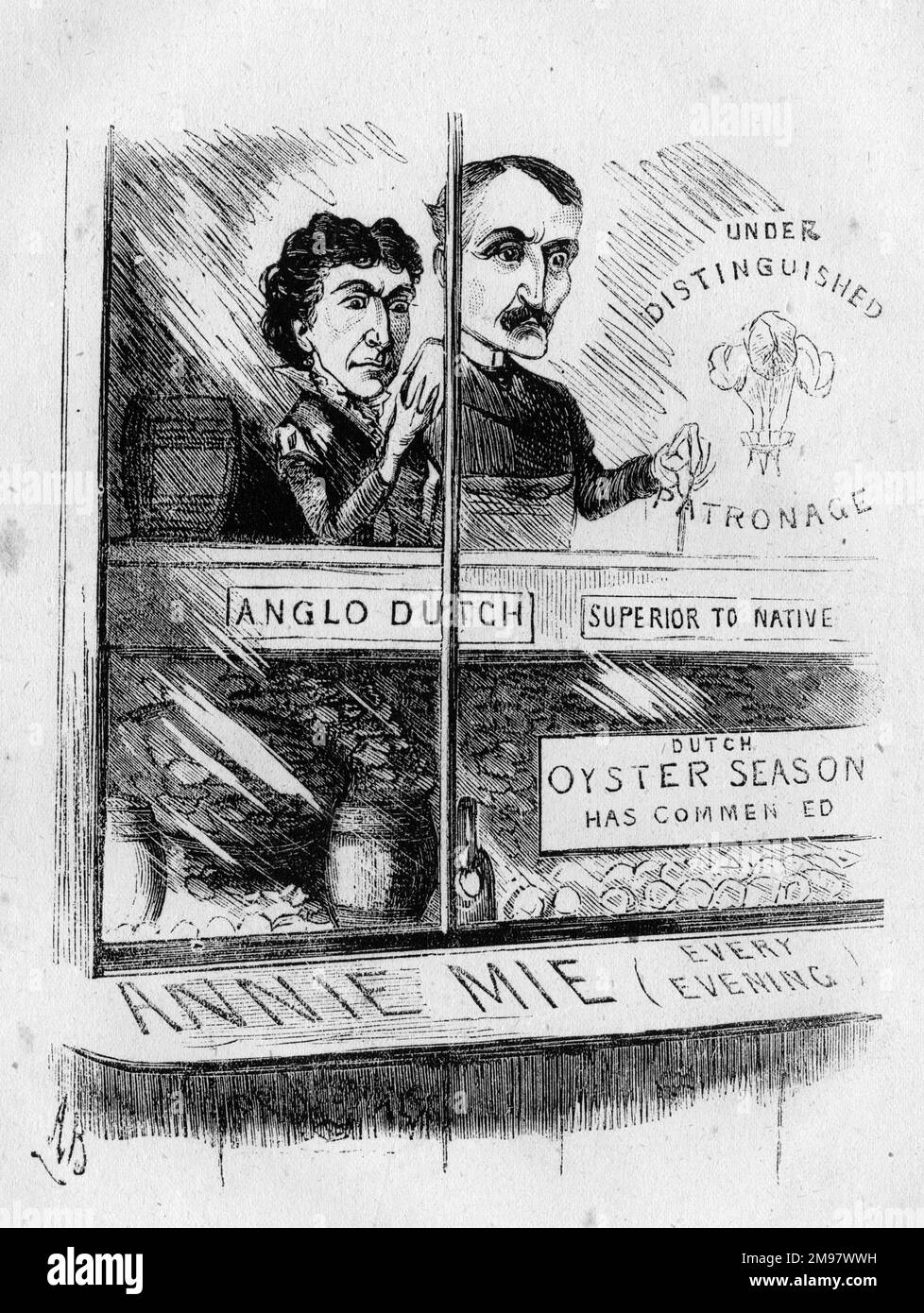 Cartoon, Annie mie, una commedia olandese di Rosier Faarsen che è stata eseguita al Prince of Wales Theatre di Londra nel novembre 1880, con Genevieve Ward nel ruolo di titolo. Il suo recitazione è stato lodato dai critici, ma il gioco stesso, adattato per la fase inglese, si è rivelato meno popolare. Foto Stock