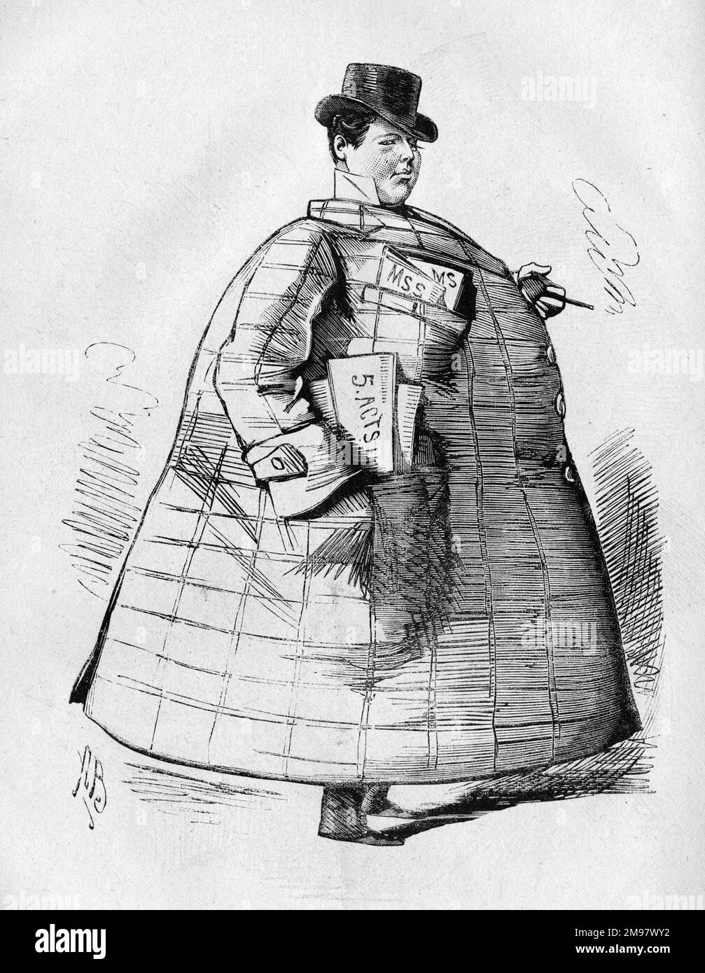 Caricatura di Paul John Merrit (c1843-1895), drammaturgo -- Grande Paolo! Foto Stock
