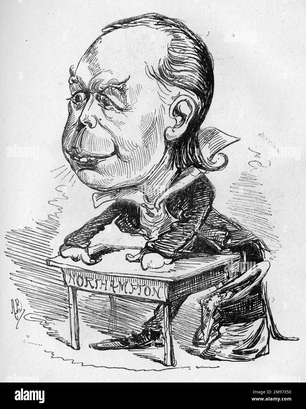 Caricatura di Charles Bradridaugh (1833-1891), politico ateo, deputato liberale per Northampton. Cercate il signor Bradridaugh il terzo agosto. Foto Stock