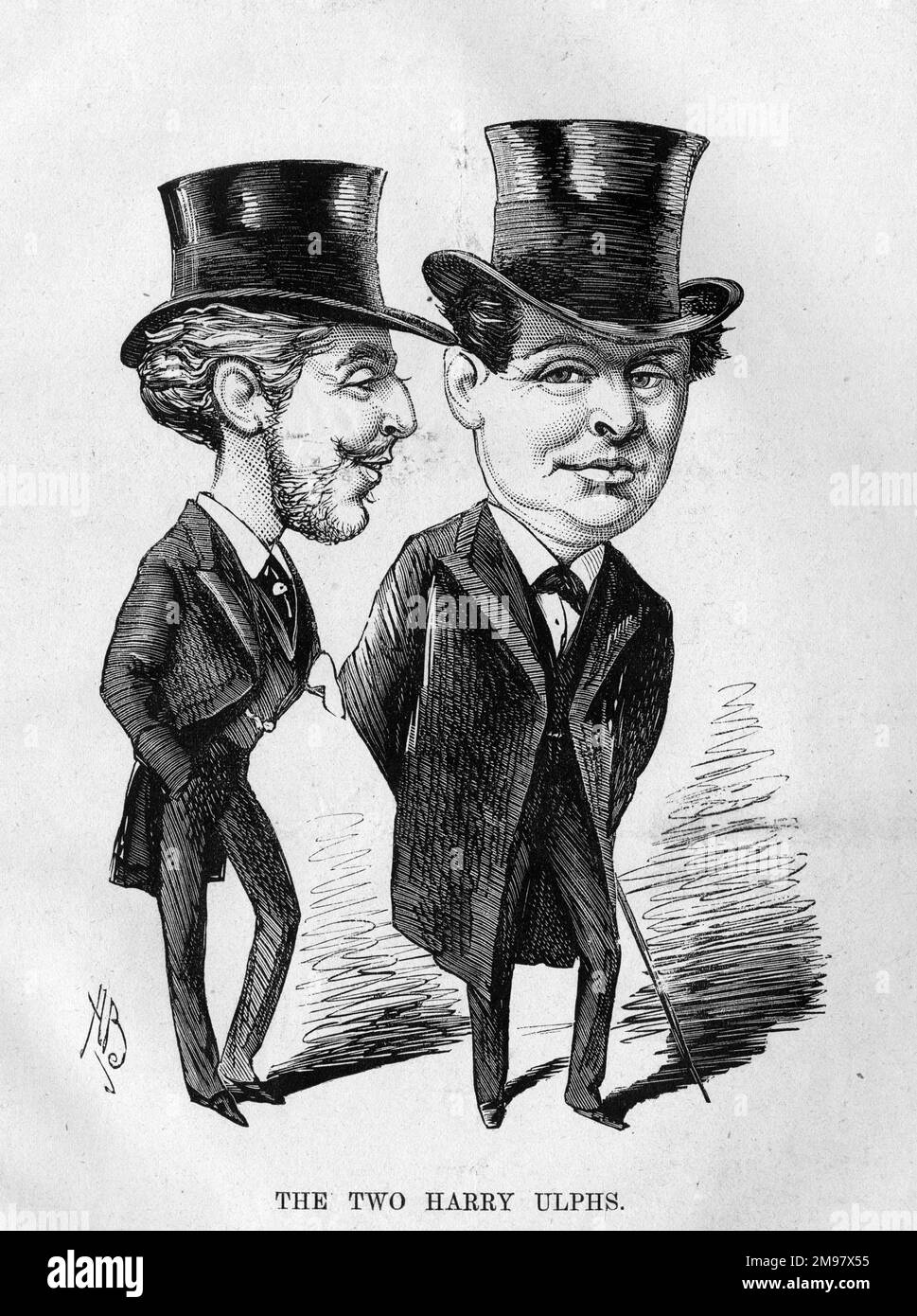 Caricature, i due Harry Ulphs, coinvolti nel mondo del teatro londinese come attori, cantanti e manager. Foto Stock