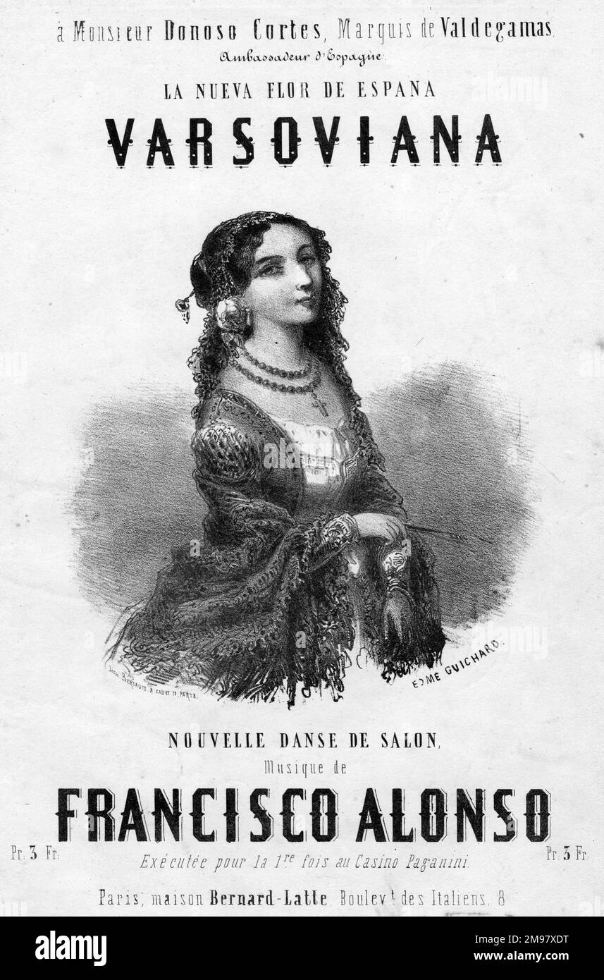 Copertina musicale, Varsoviana, nuova musica da ballo di Francisco Alonso. Foto Stock