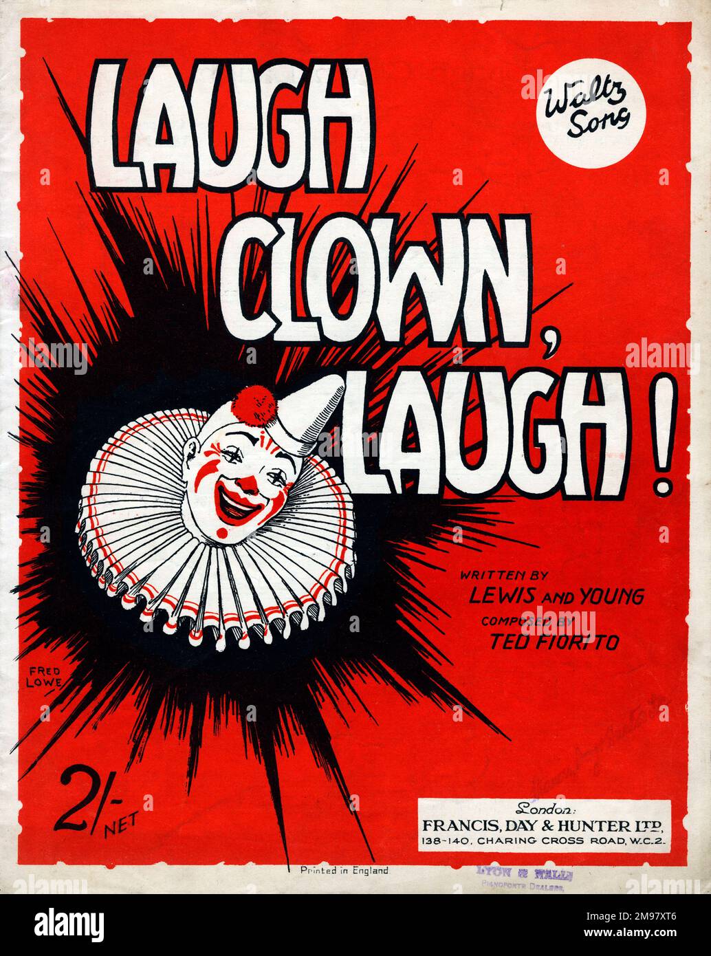 Copertina musicale, Raugh Clown Raugh, canzone di Waltz di Lewis and Young, composta da Ted fiorito. Foto Stock
