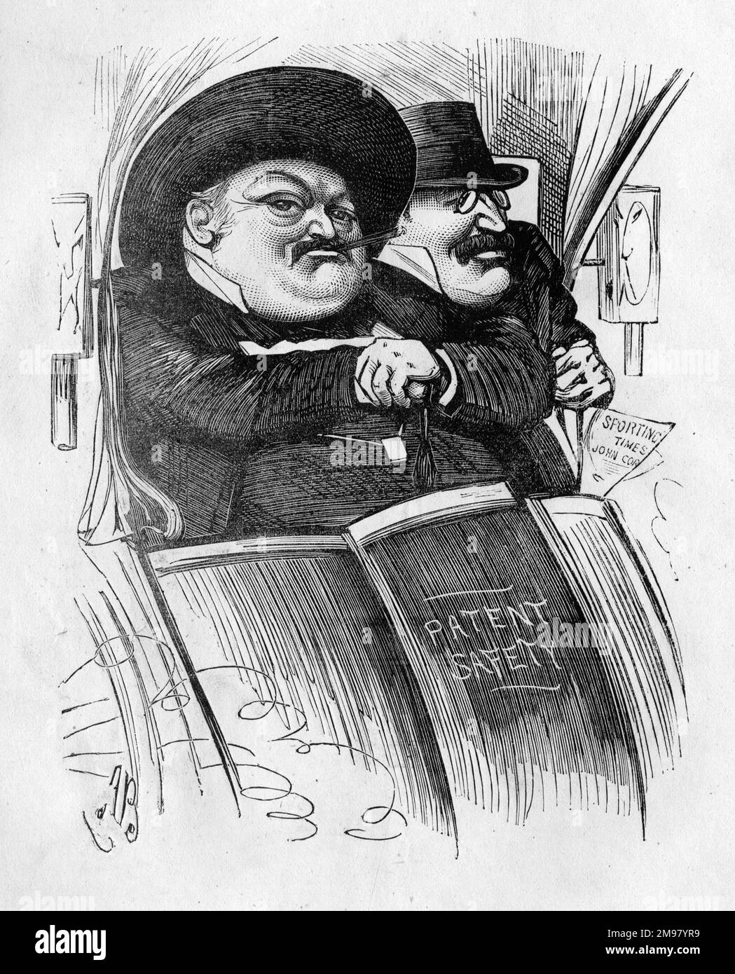 Caricatura di John Corlett (1841-1915), fondatore, titolare e redattore del The Sporting Times. Vero Jam! È infastidito che il cabman addebiti diciotto pence per guidare qualcuno un miglio e 1700 iarde (appena sotto tre miglia). Foto Stock