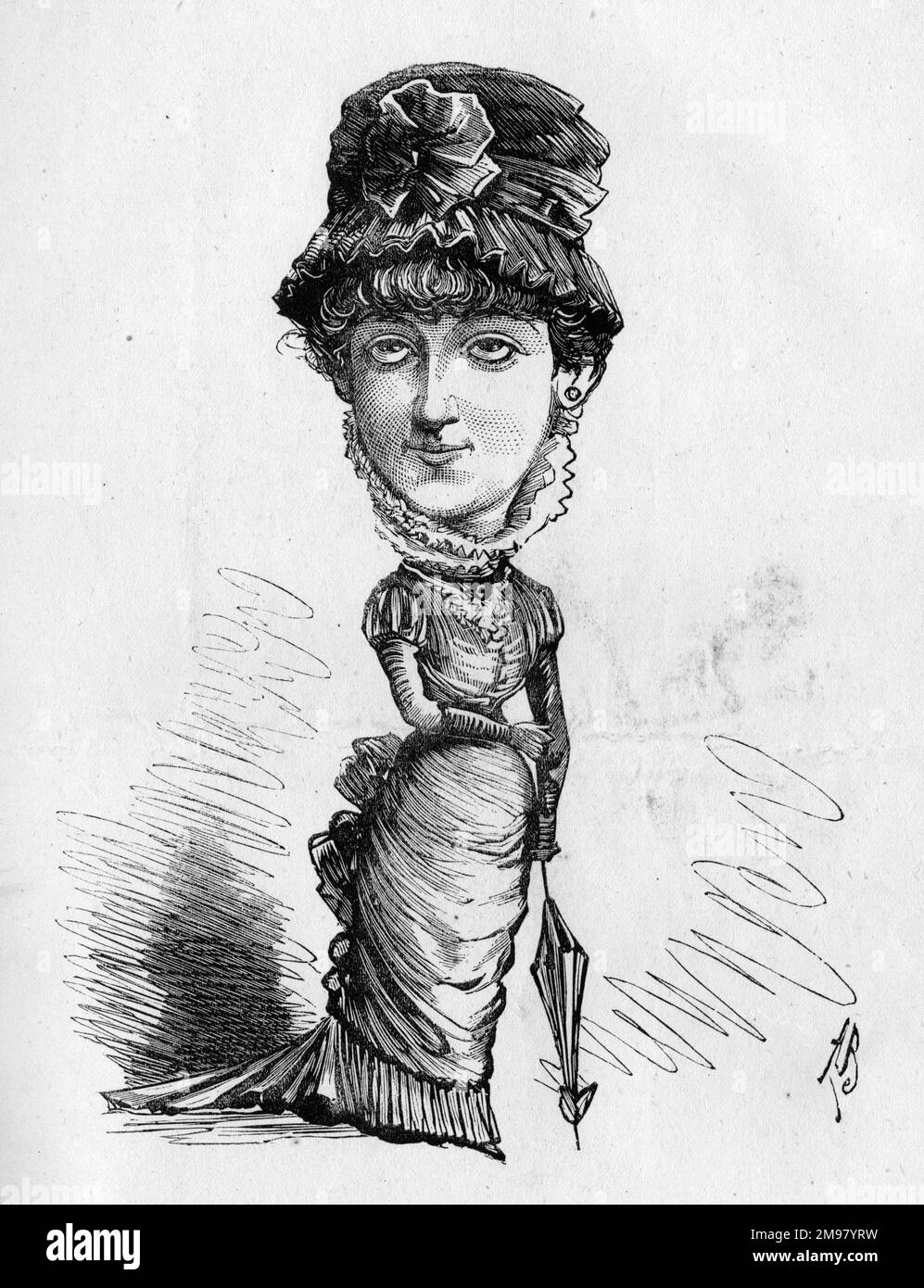 Cartoon di Alma Stuart Stanley (1854-1931), attrice e cantante britannica. Foto Stock