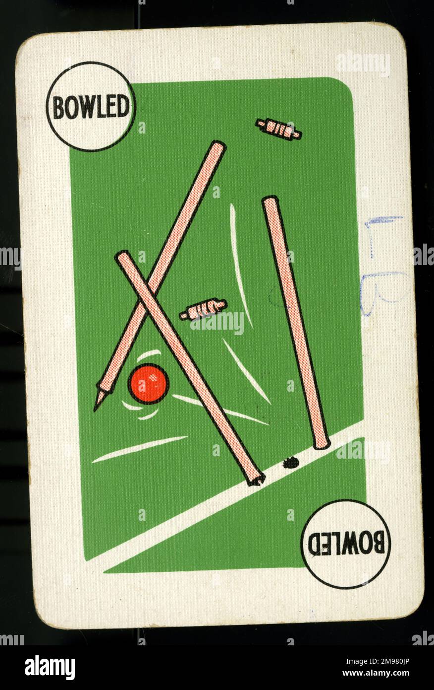 Gioco di carte run-it-out - bowled. Foto Stock