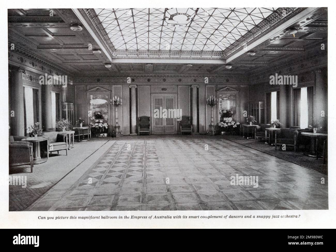 La grande sala da ballo sulla nave da crociera Canadian Pacific, Empress of Australia. Foto Stock