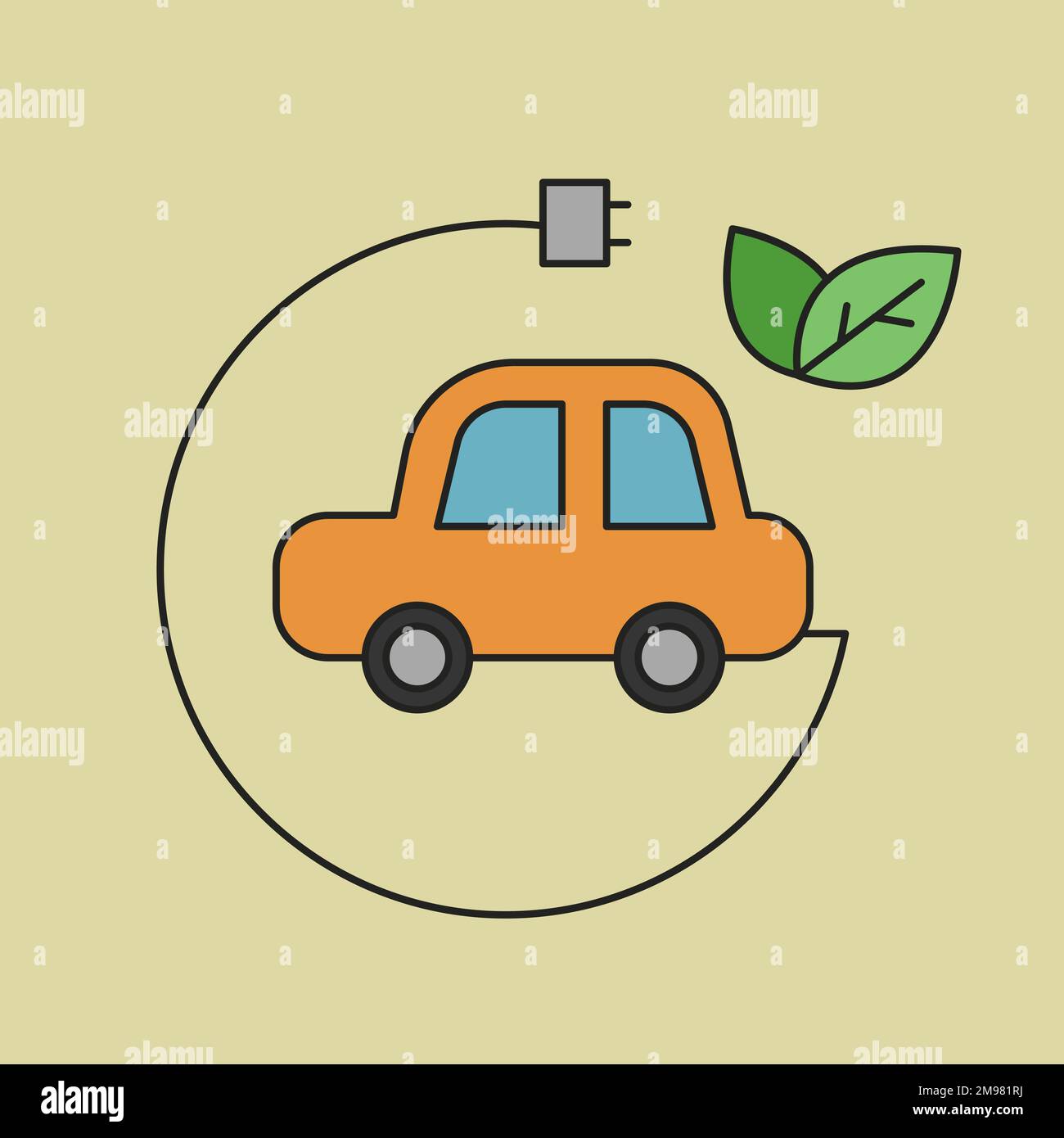 Vettore elemento design icona ambiente auto EV Illustrazione Vettoriale
